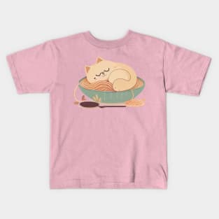 Noodles and Snoozes - Cat - Kitty Kids T-Shirt